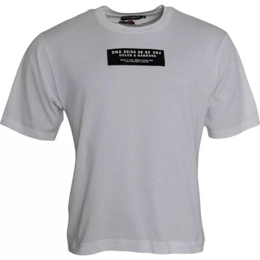 Dolce & Gabbana White Cotton DG Applique Men Casual T-shirt Dolce & Gabbana Dark Gray