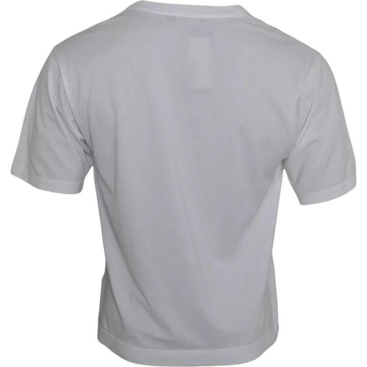 Dolce & Gabbana White Cotton DG Applique Men Casual T-shirt Dolce & Gabbana Dark Gray