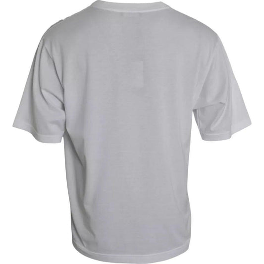 Dolce & Gabbana White Cotton Round Neck Short Sleeve T-shirt Dolce & Gabbana Dark Gray