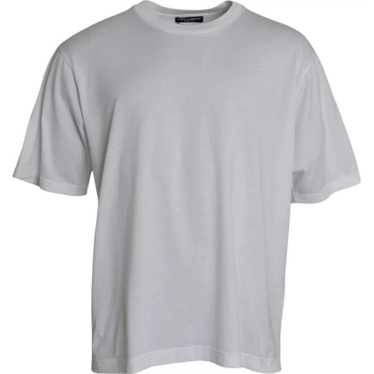 Dolce & Gabbana White Cotton Round Neck Short Sleeve T-shirt Dolce & Gabbana Gray