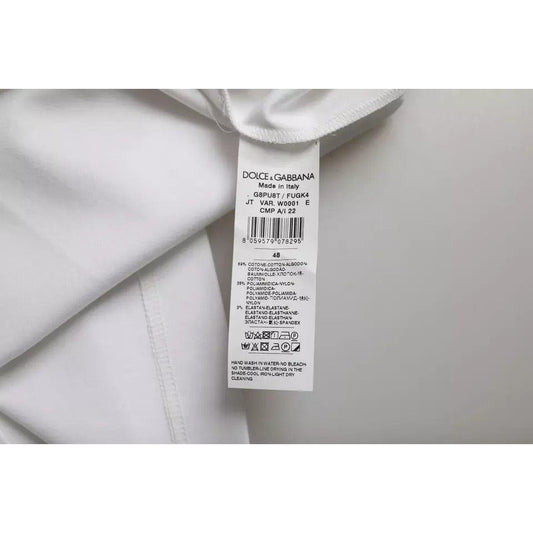 Dolce & Gabbana White Cotton Round Neck Short Sleeve T-shirt Dolce & Gabbana Gray