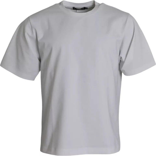 Dolce & Gabbana White Cotton Round Neck Short Sleeve T-shirt Dolce & Gabbana Dark Gray
