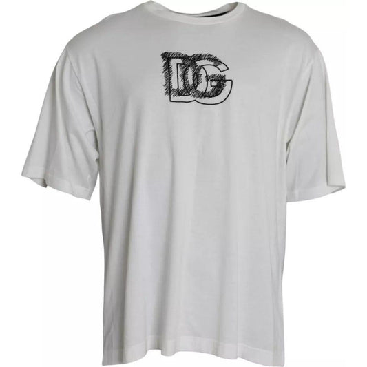 Dolce & Gabbana White Logo Round Neck Short Sleeves T-shirt Dolce & Gabbana Gray