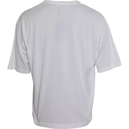 Dolce & Gabbana White Cotton Round Neck Short Sleeve T-shirt Dolce & Gabbana Gray