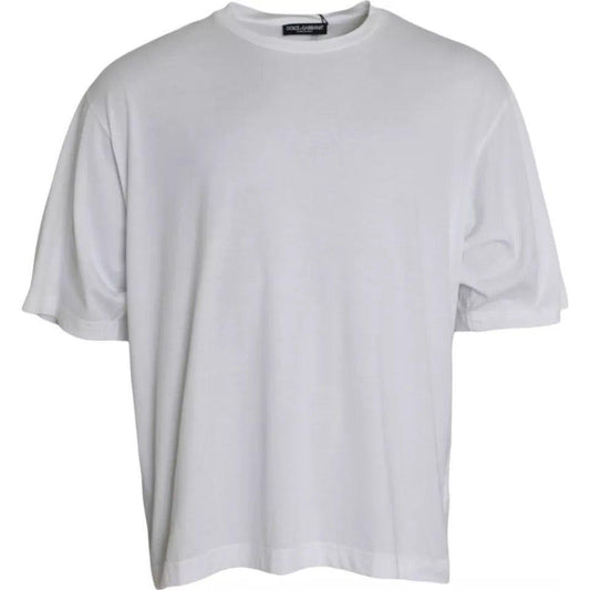 Dolce & Gabbana White Cotton Round Neck Short Sleeve T-shirt Dolce & Gabbana Gray