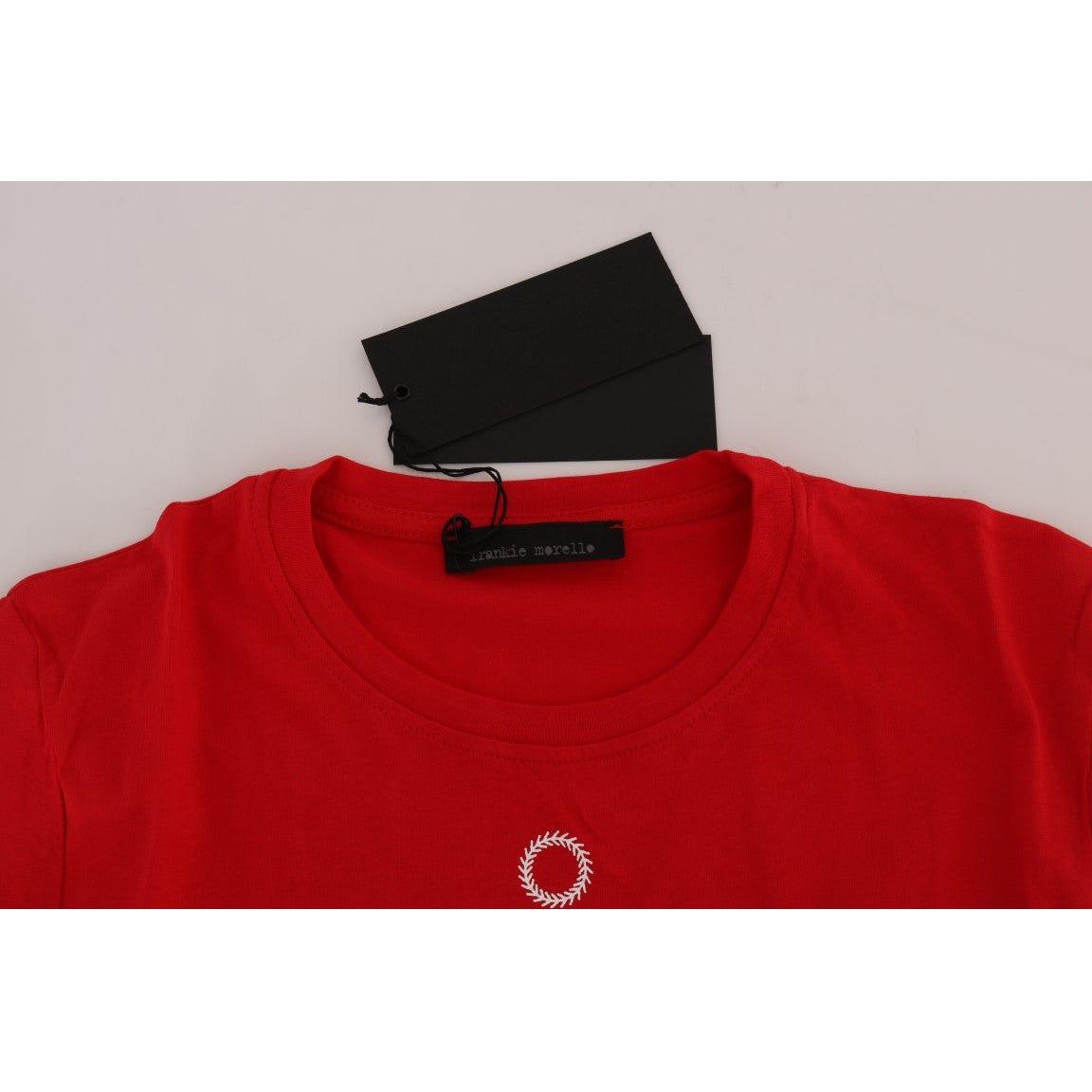 تي شيرت Frankie Morello Chic Red 'RIDERS' Motive Crewneck