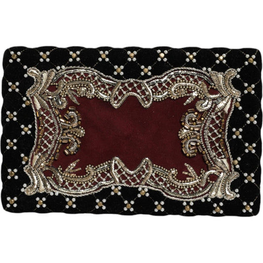 Dolce & Gabbana Bordeaux Black Velvet Gold Frame Clutch Evening Purse Bag Dolce & Gabbana Black
