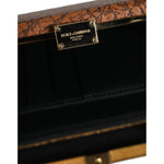 Dolce & Gabbana Brown Leather Gold Frame Clutch Mini Crossbody Bag BAG1528