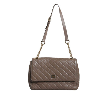 Dolce & Gabbana Brown Quilted Leather Shoulder Purse Satchel Bag