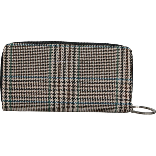 MM6 Maison Margiela Multicolor Houndstooth Continental Zip Around Clutch Wallet MM6 Maison Margiela Dark Slate Gray