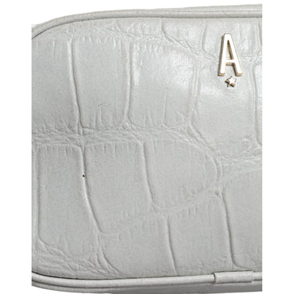 Aniye By White Croc Print Leather Crossbody Sling Bag
