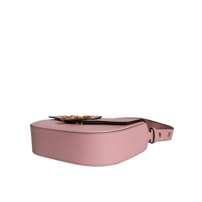 Versace Pink Grainy Calf Leather Logo Crossbody Shoulder Bag
