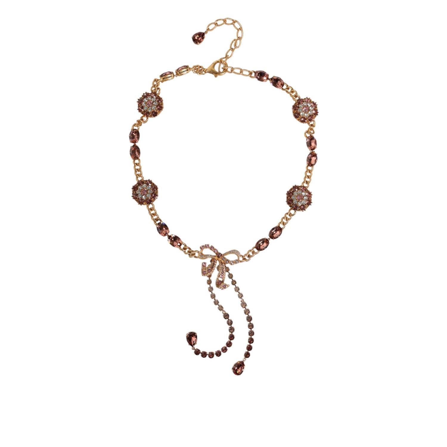 Dolce & Gabbana Gold Tone Brass Crystal Embellished Waist Chain Belt