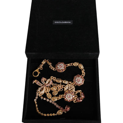 Dolce & Gabbana Gold Tone Brass Crystal Embellished Waist Chain Belt