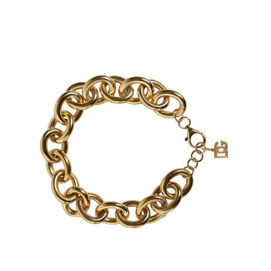 Dolce & Gabbana Gold Tone Brass Maxi Chain Lobster Clasp Logo Bracelet