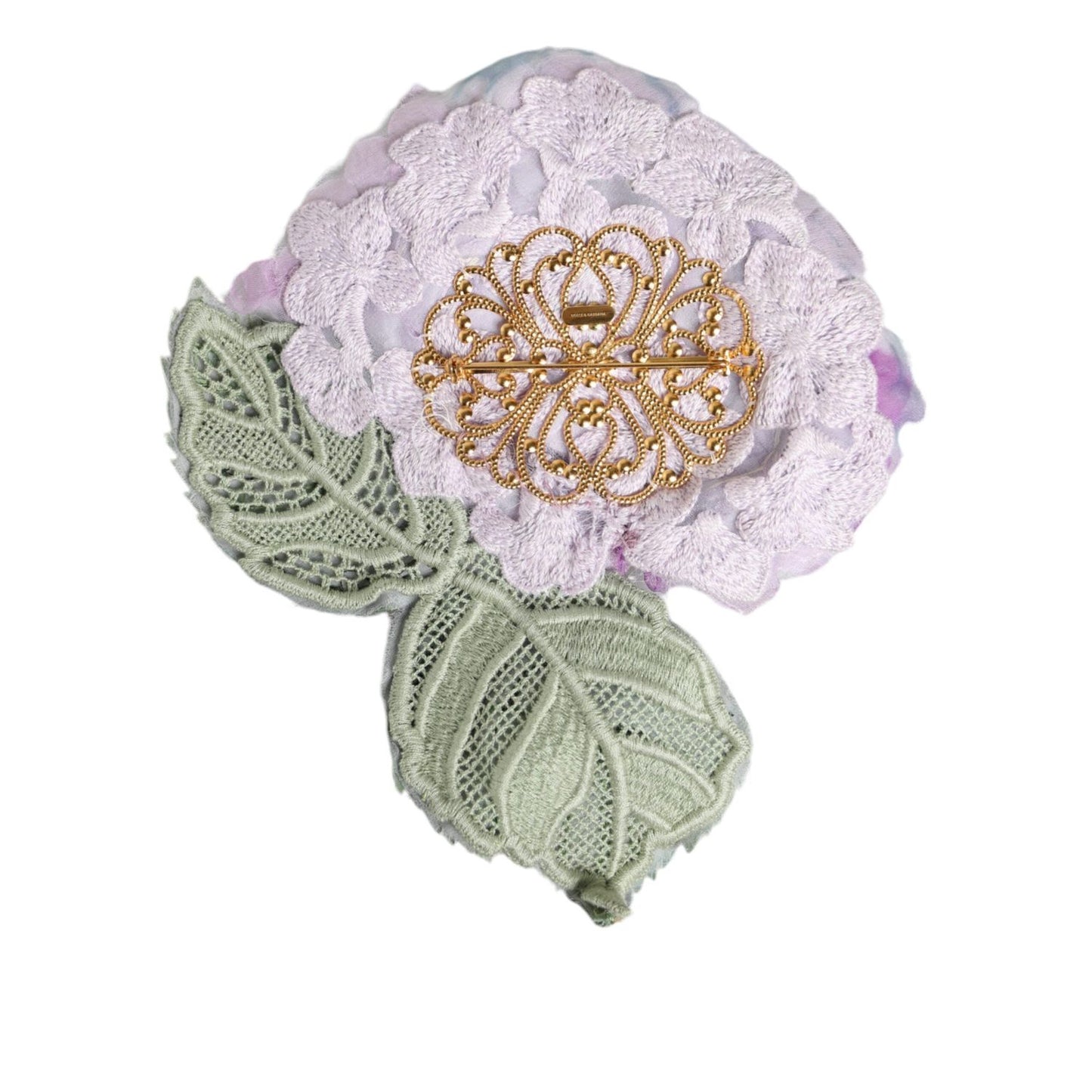 Dolce & Gabbana Multicolor Hydrangea Gold Brass Pin Brooch