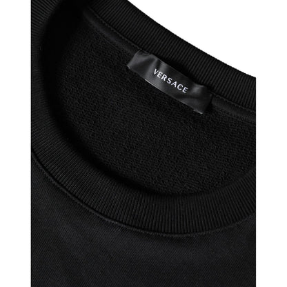 Versace Black Medusa Fleece Cotton Crew Neck Sweatshirt Sweater