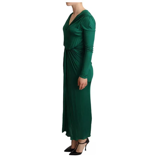 Dolce & Gabbana Dark Green Viscose Long Sleeve Midi Dress Dolce & Gabbana Black