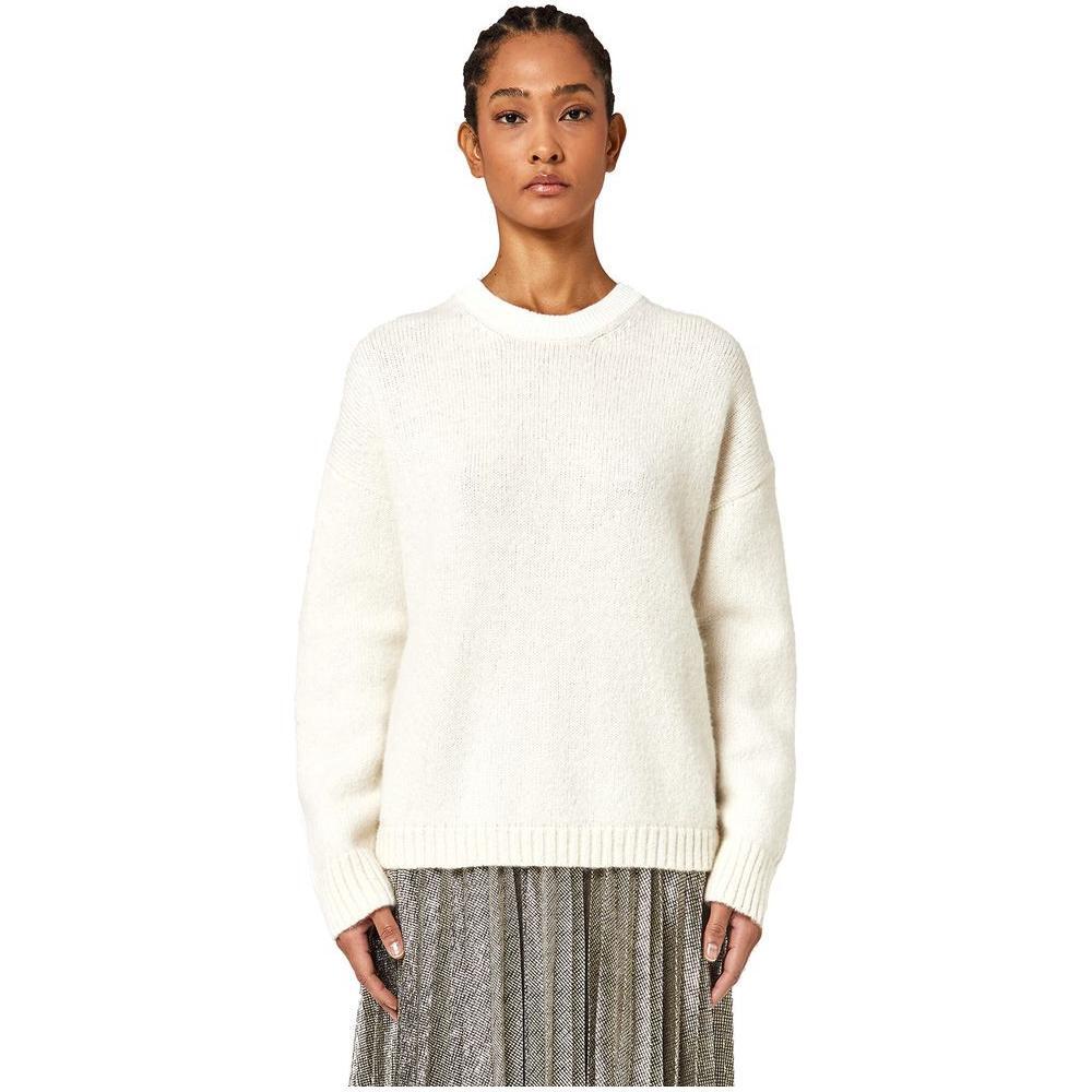 Alpha Studio White Recycled Wool Women Sweater