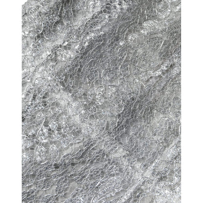 Dolce & Gabbana Silver Floral Lace Bodycon Sheath Midi Dress