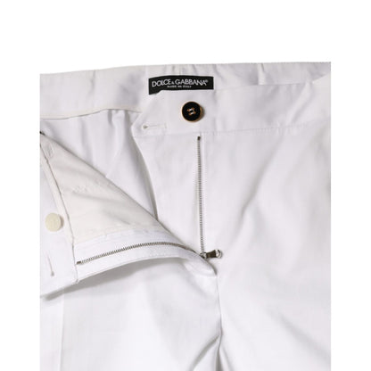 Dolce & Gabbana White Cotton Mid Waist Tapered Denim Jeans