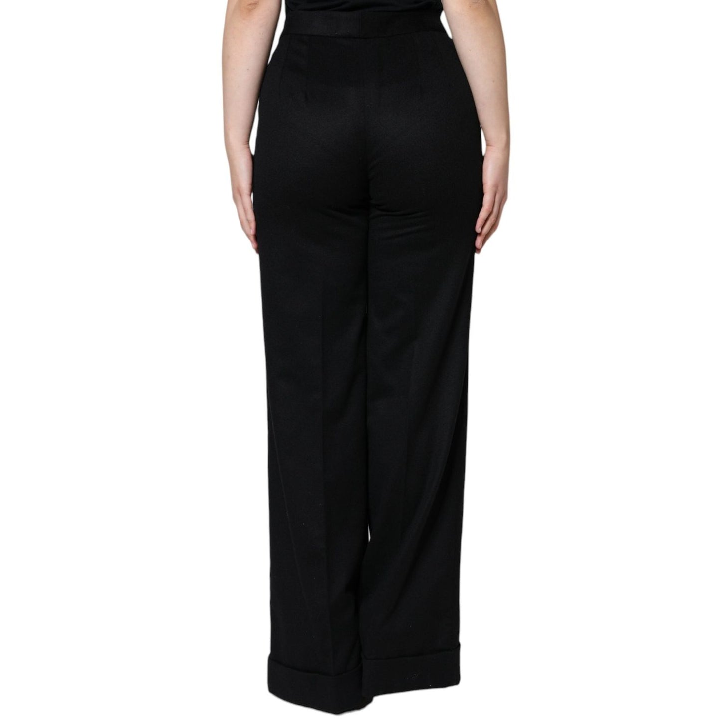 Dolce & Gabbana Black Cashmere Mid Waist Women Boot Cut Pants PAN75526-40