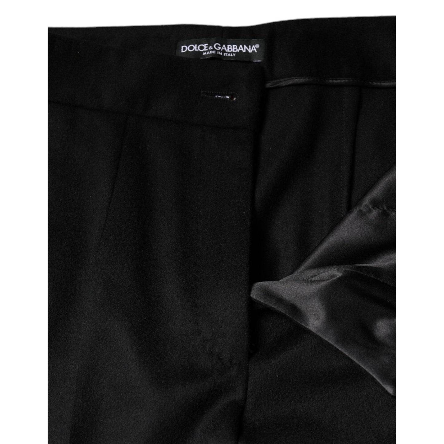 Dolce & Gabbana Black Cashmere Mid Waist Women Boot Cut Pants PAN75526-40