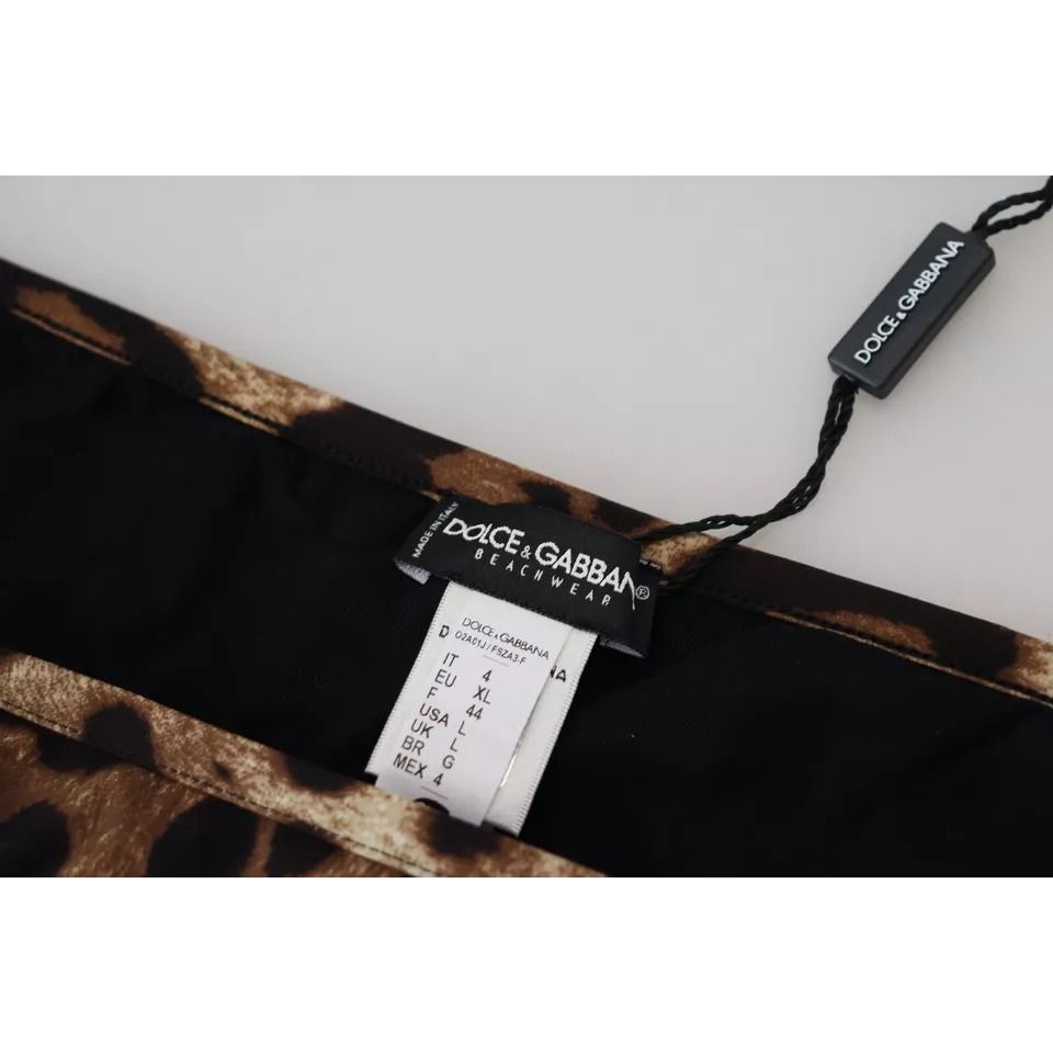 Dolce & Gabbana Brown Leopard Print Swimsuit Swimwear Bikini Bottom