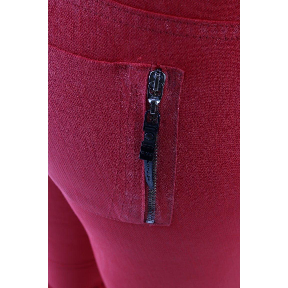 Costume National Red Cotton Stretch Slim Jeans