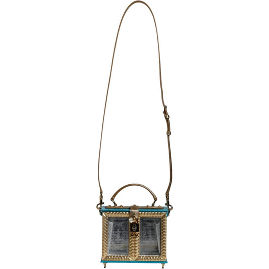 Dolce & Gabbana Multicolor Wood Leather Clutch Shoulder Bag Dolce & Gabbana Dim Gray