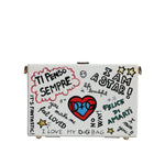 Dolce & Gabbana White Graffiti Print Clutch Crossbody Bag