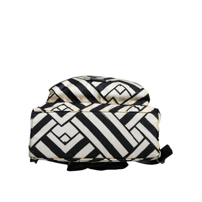 Dolce & Gabbana Black White Nylon Leather Travel Back Pack Bag