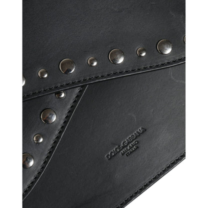 Dolce & Gabbana Black Small Leather Studded Shoulder Crossbody Bag