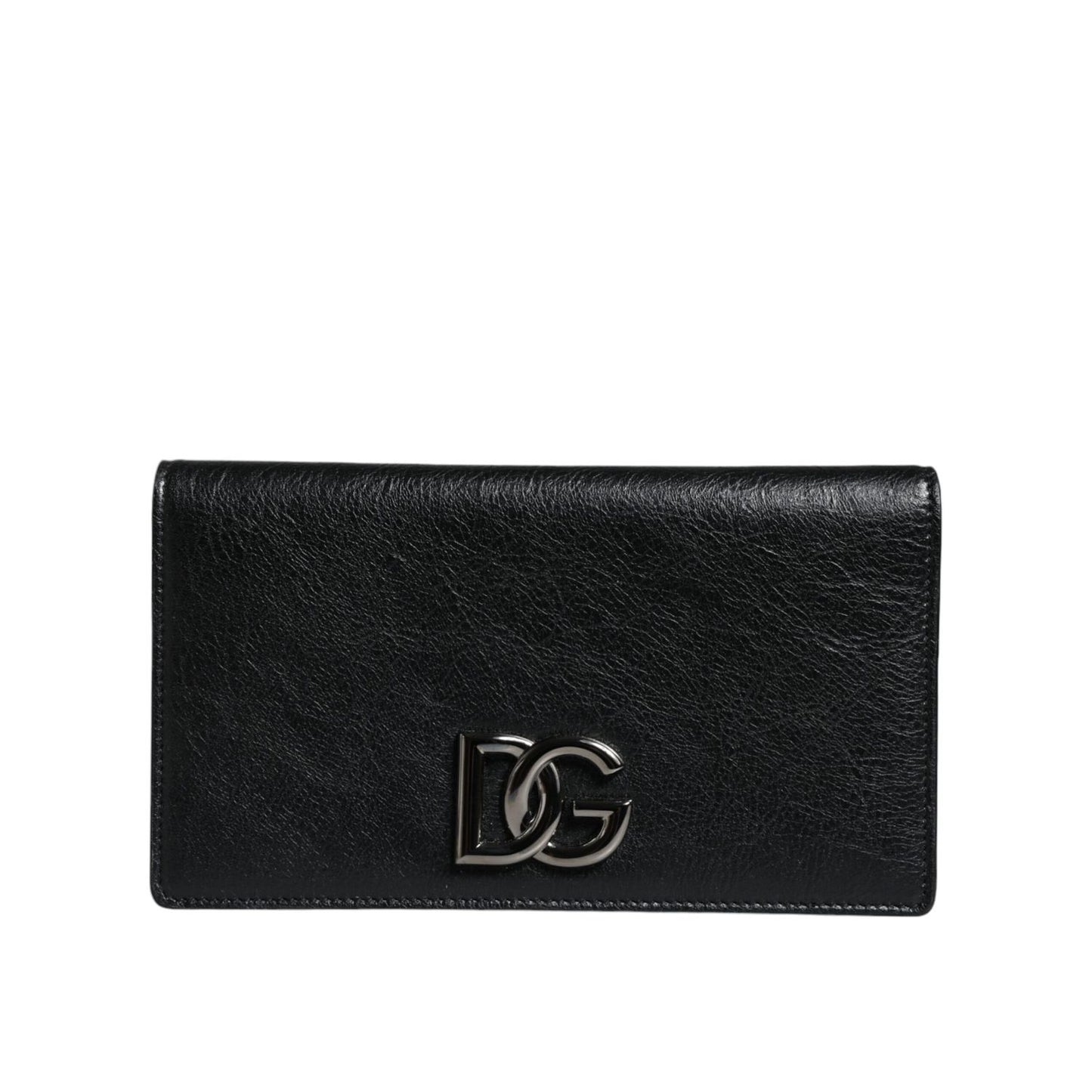 Dolce & Gabbana Black Leather DG Logo Bifold Card Slot Crossbody Bag