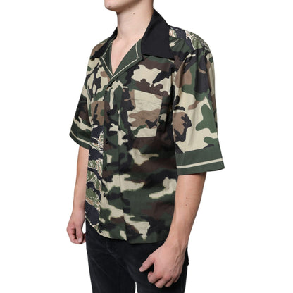 Dolce & Gabbana Multicolor Camouflage Button Down Men Casual Shirt