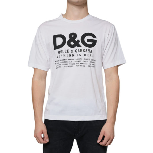 Dolce & Gabbana White Cotton DG Logo Print Casual T-shirt