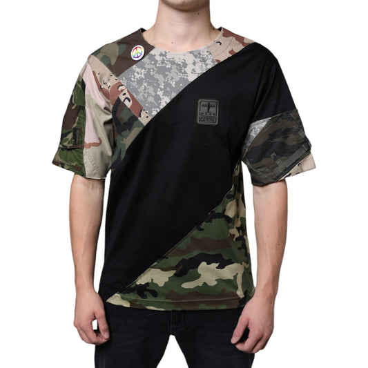 Dolce & Gabbana Multicolor Camouflage Patchwork DG Royal T-shirt Dolce & Gabbana Tan