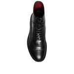 Dolce & Gabbana Black Leather Lace Up Mid Calf Boots Shoes