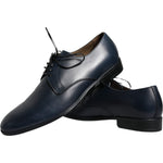 Dolce & Gabbana Navy Blue Leather Derby Dress Formal Shoes MV3941-42