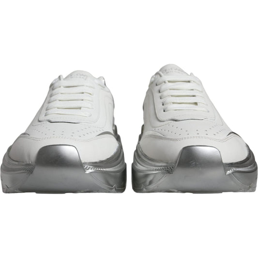 Dolce & Gabbana White Silver Daymaster Low Top Sneakers Shoes Dolce & Gabbana Light Gray