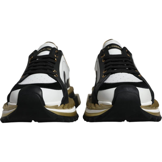 Dolce & Gabbana White Gold Black Leather SUPER KING Sneakers Shoes Dolce & Gabbana Light Gray
