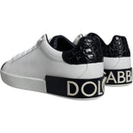 Dolce & Gabbana Black Leather Logo Portofino Sneaker Shoes MV5382-39