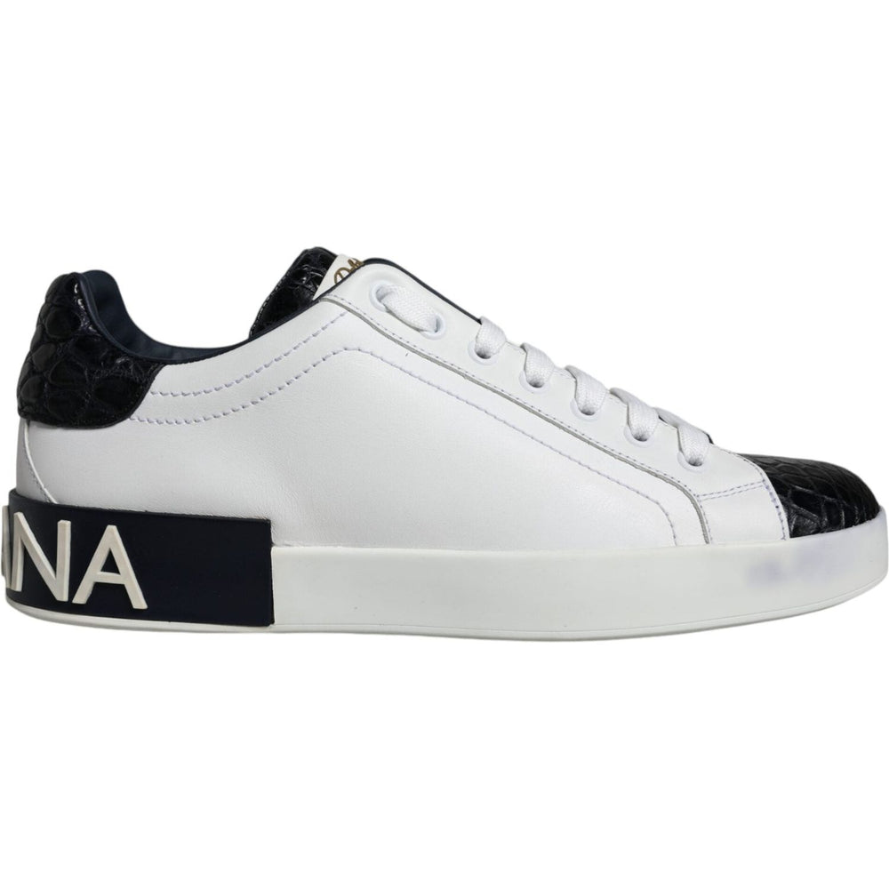 Dolce & Gabbana Black Leather Logo Portofino Sneaker Shoes MV5382-39