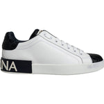 Dolce & Gabbana Black Leather Logo Portofino Sneaker Shoes MV5382-39