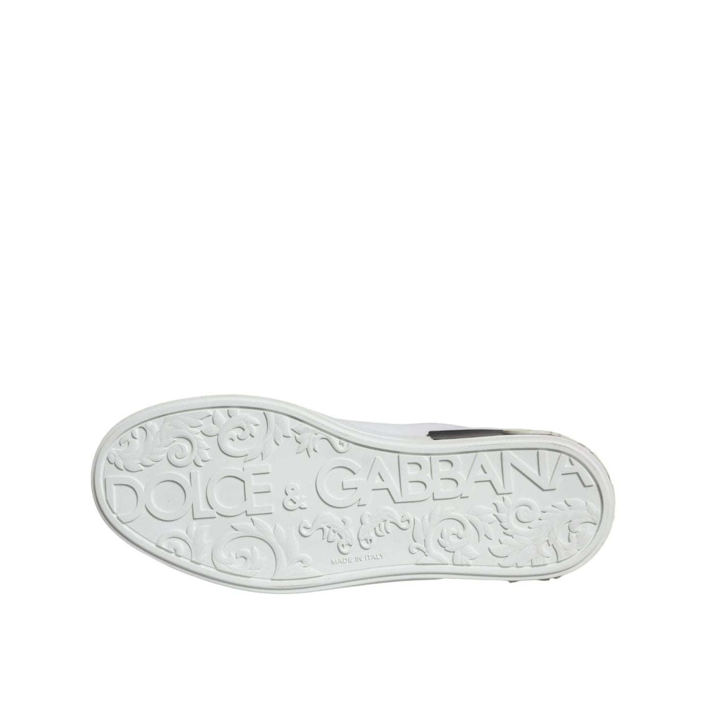 Dolce & Gabbana Black Leather Logo Portofino Sneaker Shoes