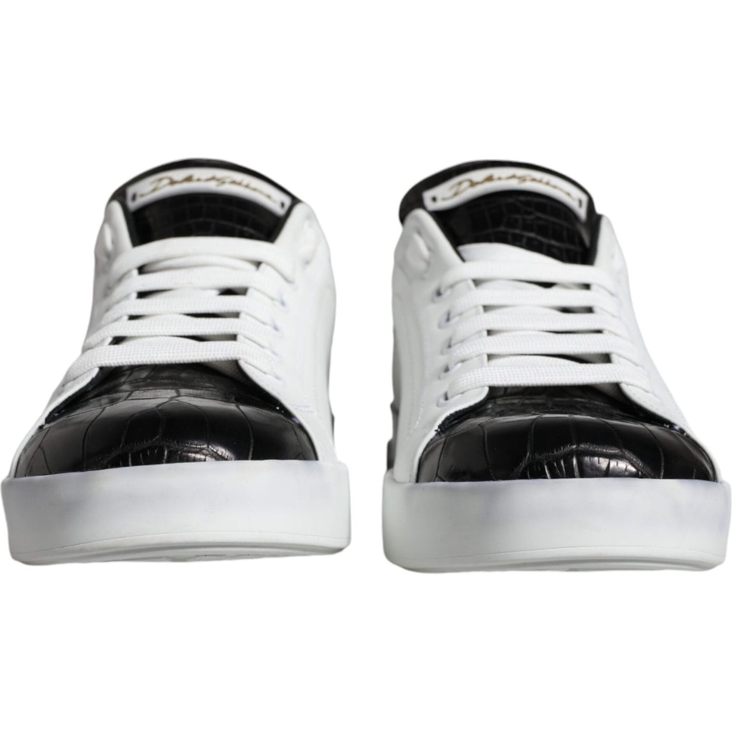 Dolce & Gabbana Black Leather Logo Portofino Sneaker Shoes MV6160-40
