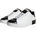 Dolce & Gabbana Black Leather Logo Portofino Sneaker Shoes MV6160-40