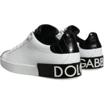 Dolce & Gabbana Black Leather Logo Portofino Sneaker Shoes MV6160-40
