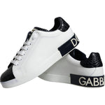Dolce & Gabbana White Leather Logo Portofino Sneaker Shoes MV6209-40.5