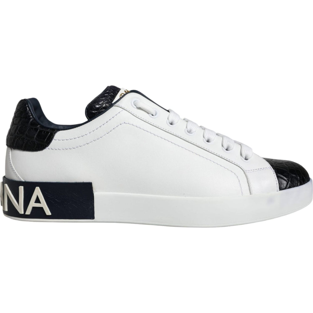 Dolce & Gabbana White Leather Logo Portofino Sneaker Shoes MV6209-40.5